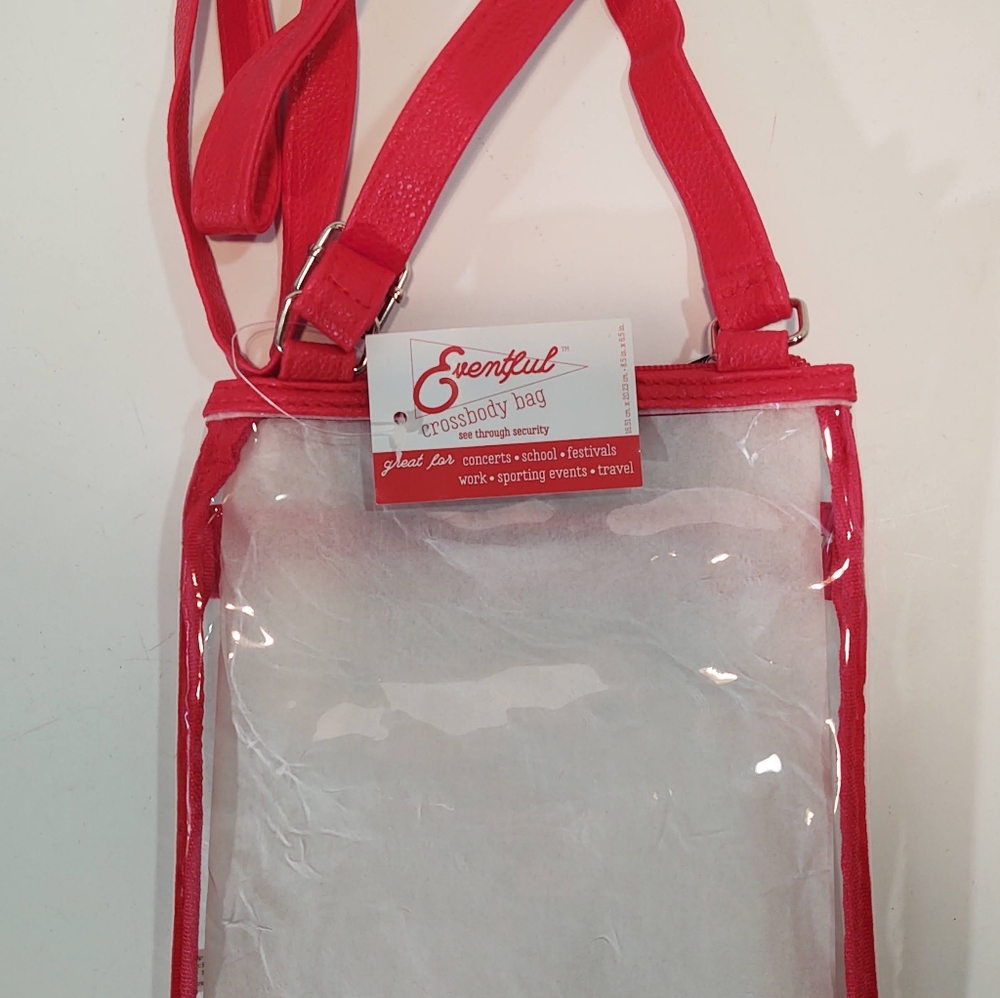 Eventful Cross Body Transparent Bag Red Trim